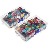 LJY 1000 Pieces Round Craft Resin Buttons 2 and 4 Holes Assorted Colors and Sizes with Clear Plastic Storage Boxes for Sewing DIY Crafts Children's Manual Button Painting