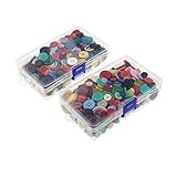 LJY 1000 Pieces Round Craft Resin Buttons 2 and 4 Holes Assorted Colors and Sizes with Clear Plastic Storage Boxes for Sewing DIY Crafts Children's Manual Button Painting