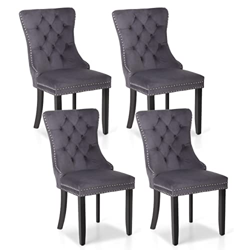 MAISON ARTS Velvet Tufted Dining Chairs Set of 4, Upholstered Dining