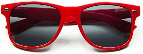 Classic Retro Horn Rimmed Wayfarer Sunglasses Metal Spring Hinge Comfort Fit (Red)