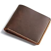Crazy Horse Leather Wallet For Men - RFID Protection Business Card Holder Wallet - Men's RFID Blocking Bifold Wallet - Men's Leather Wallet
