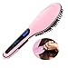 Ocathnon Magic Electric Hair Brush Faster Straightening Styling Comb Digital Anti Static Ceramic Hair Straightener Heating Hair Brush-Pink