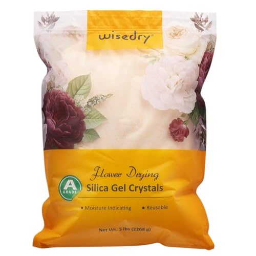 wisedry Silica Gel for Drying Flowers 5 lbs (2.2 kg), Fine Crystals < 1 mm, Silica Gel Flowers Drying with Indicator, Reusable Silica Gel