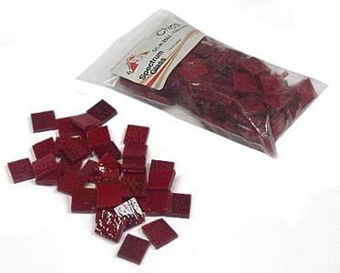 Spectrum Fusible Glass Chips 1/2 Inch Tiles Red Opal
