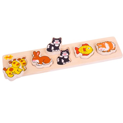 Bigjigs Toys BB016 Chunky Lift and Match Pets Puzzle
