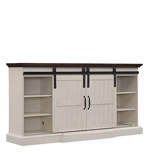 Hogan Electric Fireplace TV Stand in Weathered White with Contemporary
