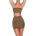 Antopmen Women Sexy Spaghetti Strap Crop Top Side Lace Up Skirt Outfit Two Piece Bodycon Bandage Dress