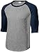 Joe's USA Mens or Youth 3/4 Sleeve 100% Cotton Baseball Tee Shirts-Youth XS to Adult 6X