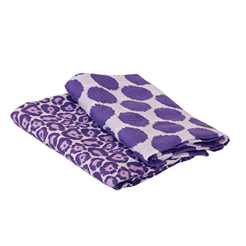 Bacati Ikat Lilac/grey Dots/leopard Swaddling Muslin Blankets Set of 4