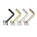 BodyJ4You Nose Rings 20G Pin Stud L-Shape Multicolor Steel Nostril Women Girl Body Piercing Jewelry