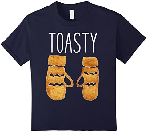 Kids Warm Christmas Greeting Tshirt Toasty Gloves Mittens fun T 4 Navy