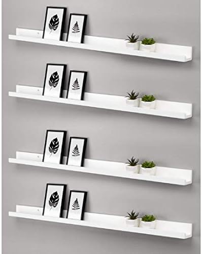 DECORGRAM Picture Ledge Wall Shelf for Living Room, 60cm, 4 pc, White