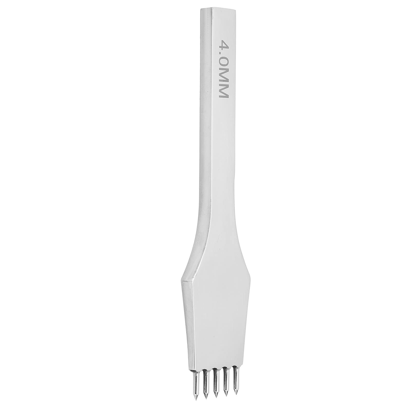 Leather Hole Punch and Stitching Tool, Steel 5-Teeth Chisel, 4mm Round Pointed Punch for DIY Craft and Leatherworking Projects