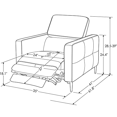 Zuri Furniture Modern Grey Leather Reno Sectional with Armchair and