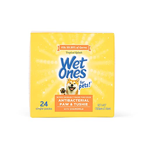 Wet Ones for Pets Paw & Tushie Dog Wipes with Chamomile, 24 Ct Singles