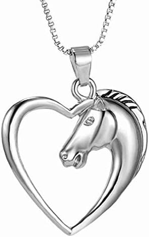 Noopvan Luxury Necklace Fashion Silver Plated Horse in Necklace Heart Jewelry Set Chian (Silver)