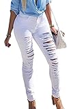 SEXYWG Womens Denim Stretch Jeans Destroy Skinny Leg Ripped Distressed Pants