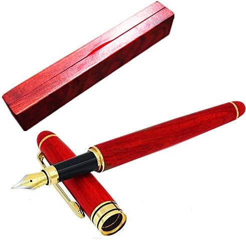 Gift Fountain Pen Set Case, Nework Calligraphy Pen 100% Handcrafted Wood Fine Nib - Perfect for Business Work Home Class and Gifts with Ink Refill Converter