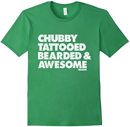 Men's Chubby Tattooed Bearded &amp; Awesome T-Shirt Vintage Distressed 3XL Grass