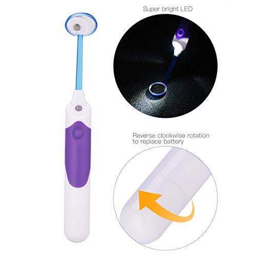 inkint LED Lighted Dental Mirror Teeth Mouth Inspection Mirror with