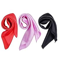 LCZX 3 Packs Women Square Headscarf Satin Silk Square Neck Scarf Ribbon Scarf