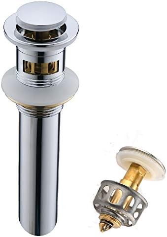 Commercial Solid Brass Pup Up Chrome Lavatory Bathroom Sink Drain Assembly With Basket, Chrome Pop Up Vessel Sink Drain Assembly With Overflow By Phiestina