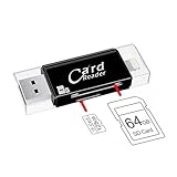 SD card reader, iPhone TF & SD Card Reader Lightning & USB 2.0 Mobile Flash Drive with Lightning Connector, Memory Expansion for iPhone / iPad / Android phones / Mac / PC (Black)