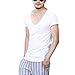 Zbrandy Mens Deep V-Neck T-shirt Men Unisex Sexy Tshirt Fitted Fashion Tees White Size L