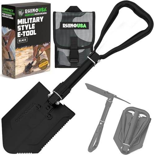 Rhino USA Folding Survival Shovel with Pick - Military Entrenching Tool