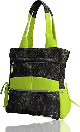 WILD MODA Pentagon Womens Polyester Shoulder Bag (Black and Green)