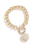 GUESS Factory Women's Gold-Tone Rhinestone Heart Bracelet, NS