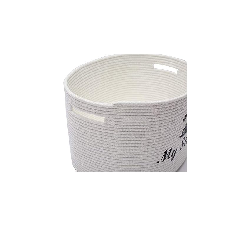 Brabtod Cesta de juguete redonda de algodón para perro con asas, cesta