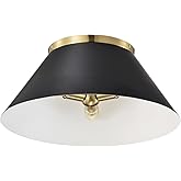 Nuvo Dover - 3 Light Large Flush Mount in Mid-Century Modern Style-8.75 Inches Tall and 20 Inches Wide-Black/Vintage Brass Fi
