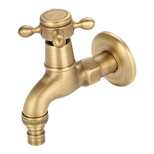 G1/2 inch Brass Wall Mounted Washing Machine Faucet, Vintage Single Handle hot Cold Water tap, European Style Lavatory Adapter, Oil Rubbed Bronze Bathroom Fixture, Antique Luxury Faucet