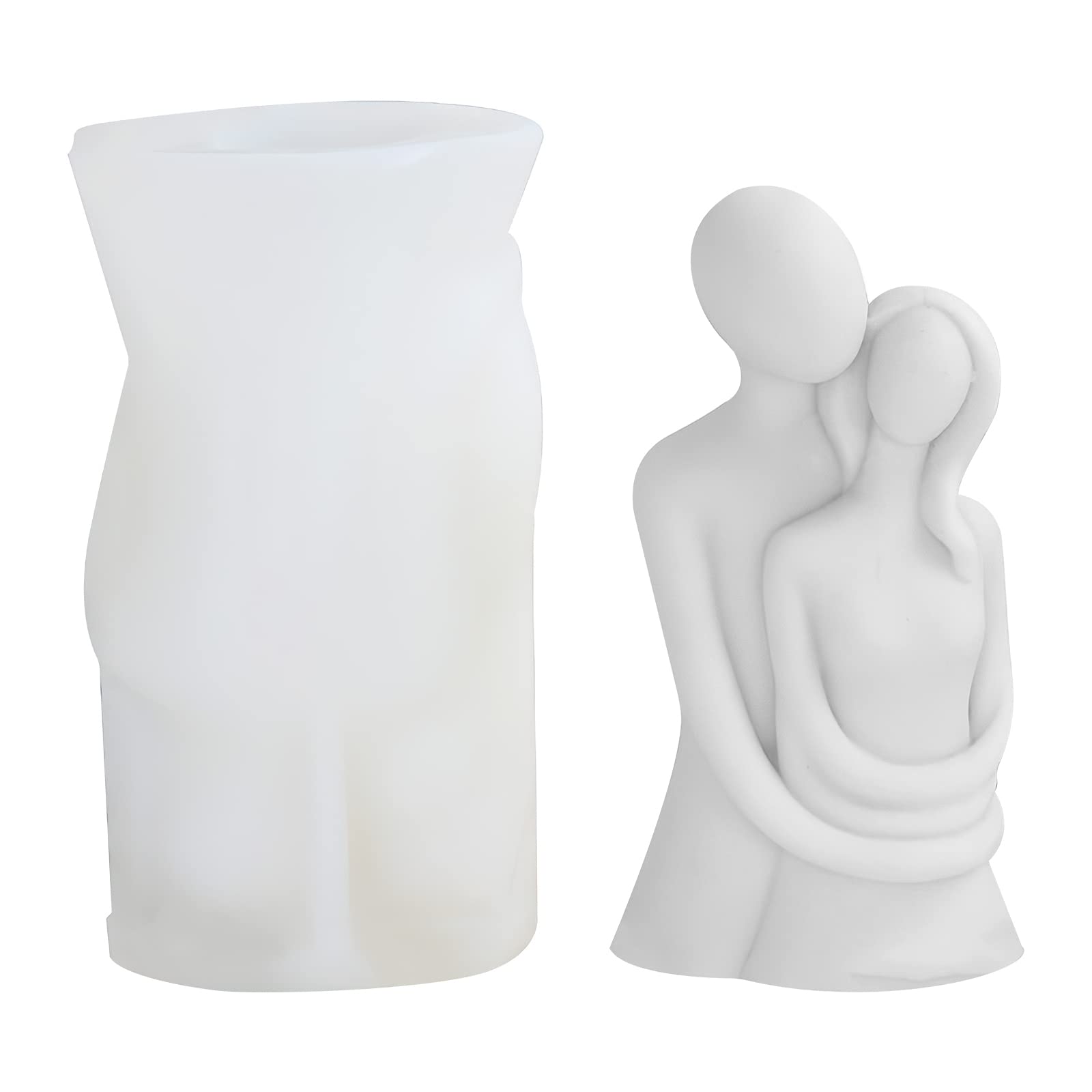 TNSLAND 3D Body Candle Mould, Silicone Mould Candles Body Couple Hugging Candle Moulds Handmade DIY Silicone Candle Making for Handmade Ornaments Scented Candle Handmade Soap (White Couples)