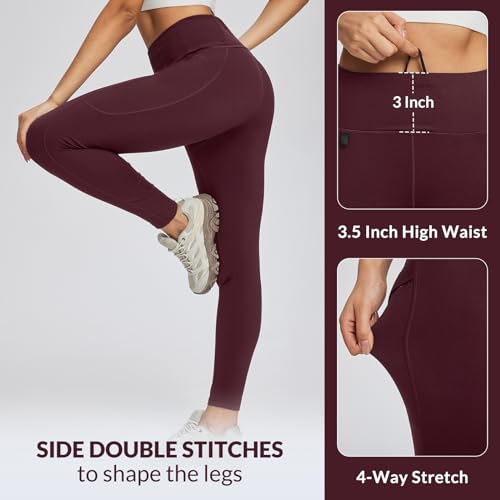 baleaf Women's Hiking Leggings with 3 Pockets Outdoor Gym Pants High Waist Quick Dry