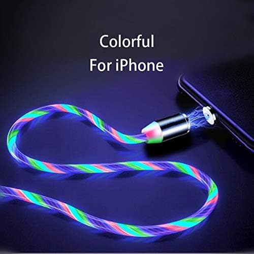 Magnetic Charging Cable 6ft 3 Pack Led Flowing Phone Charging Cable Glow in The Dark Compatible with Phone XR/XS MAX/X/Phone 8 Plus/7 Plus/6 Plus/ (White)