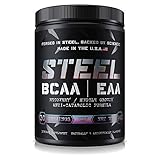 Steel Supplements BCAA EAA Powder High Performance Promotes Lean Muscle Growth 1lb (Cotton Candy)