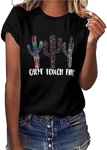 GHrcvdhw Women Casual Plus Size Cactus Letter Print Shirt Round Neck Short Sleeve T Shirt Tops