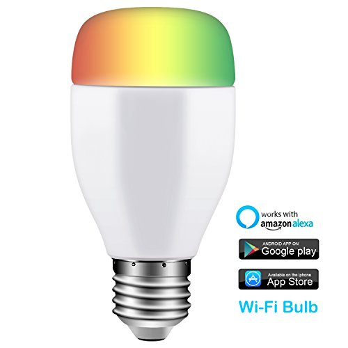 Smart Wifi Bulb, Work with Alexa and Google Assistant, App Controlled Dimmable, Color Changing(16 Million Color Light Beads), Wake Up, Lights - 6W(60 Watts Equivalent) E26/E27 - NO Hub Required