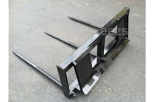 Neat Attachments Skid Steer Attachment, 3 x 43" Hay Bale Spear, Rated 3000 LB, Quick Attach