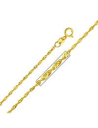 The World Jewelry Center 14k Yellow Gold Cornicello Italian Horn Pendant with 1.2mm Singapore Chain Necklace