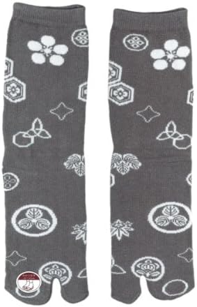 Sandal Socks, Japanese Samurai/ Geisha Flip- Flop Tabi Socks: Kamon Grey