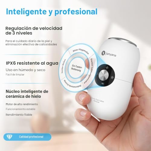 Pedicure Profissional para Pés com 2 Cabeças de Polimento de Metais, Ajuste de 3 Velocidades, Lima Elétrica dos Pés Dureza, Lima Elétrica para Pés Resistente à Água IPX6