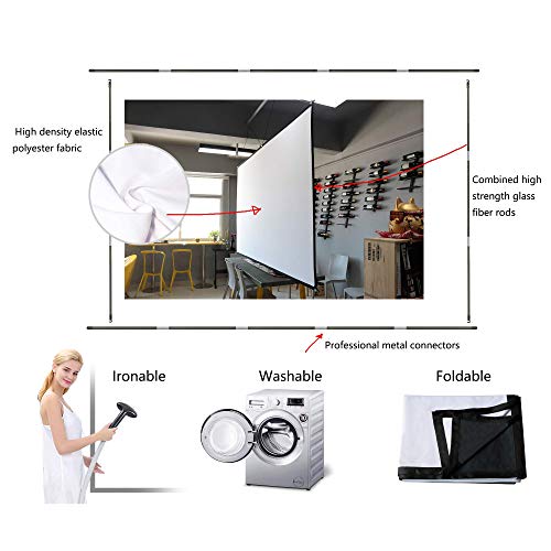 Foldable Projector Screen 100 inch with Combined Pole Frame 169 HD 4K