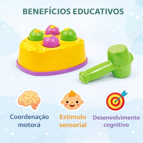Brinquedo Educativo Para Bebe Ratta Tuff Bate Bate Martelinho Didatico Brinquedo Criança 1 ano de Idade