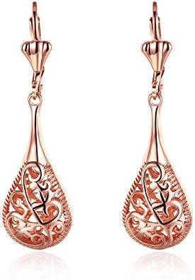 18K Rose Gold Plated Waterdrop Drop Leverback Earrings