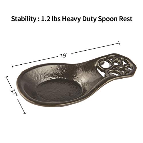 Vintage Spoon Rest, Kitchen Spoon Rest Cast Iron Utensil Rest Ladle Spoon Holder for Cooking Home Decor, 7.9''3.7''1.1'', Coffee Gold
