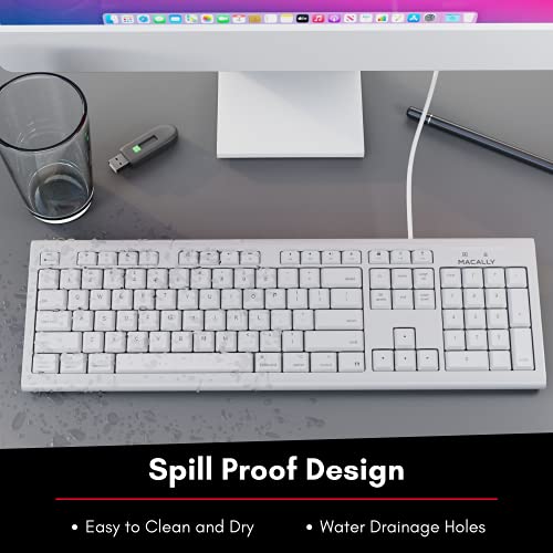 Macally Full Size USB Wired Mac Keyboard and Mouse Combo Compatible