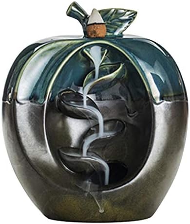 Lclock エルシーロック 倒流香 香炉 流川香 セラミック 青磁 りんご ペア 逆流香炉 お香立て 癒し香炉 陶芸 お皿 陶器 香皿 渦巻き線香 逆流香 還流香 横置き 置物 開運 風水 瞑想 お試しお香付き 飾り物 香炉用品 プレゼント 135x180mm